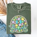 Small Moss Dark Green Pastel Retro Smiley Face Beach Ready Vacation Sunshine Summer Fun Comfort Colors Tee