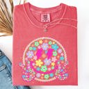 Small Watermelon Pink Pastel Retro Smiley Face Bolts Beach Ready Vacation Sunshine Summer Fun Comfort Colors Tee