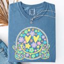 XXXL Blue Jean Pastel Retro Smiley Face Hearts Beach Ready Vacation Sunshine Summer Fun Comfort Colors Tee