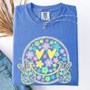 XXXL Flo Blue Pastel Retro Smiley Face Hearts Beach Ready Vacation Sunshine Summer Fun Comfort Colors Tee