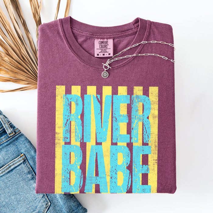 River Babe Beach Ready Vacation Sunshine Summer Fun Coastal Vibes Comfort Colors Tee
