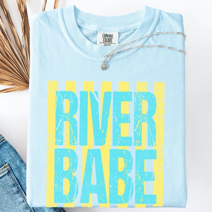 River Babe Beach Ready Vacation Sunshine Summer Fun Coastal Vibes Comfort Colors Tee