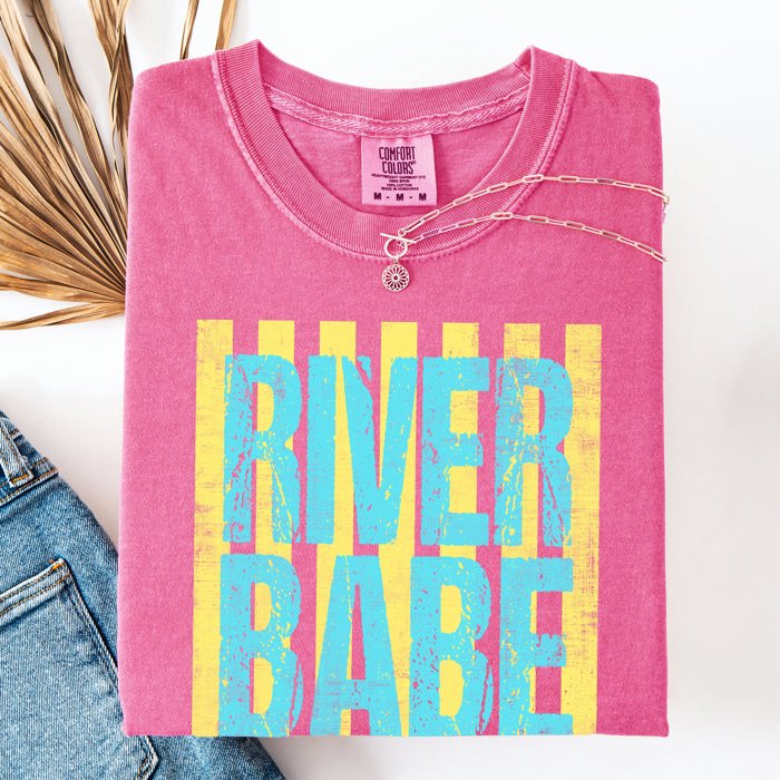 River Babe Beach Ready Vacation Sunshine Summer Fun Coastal Vibes Comfort Colors Tee