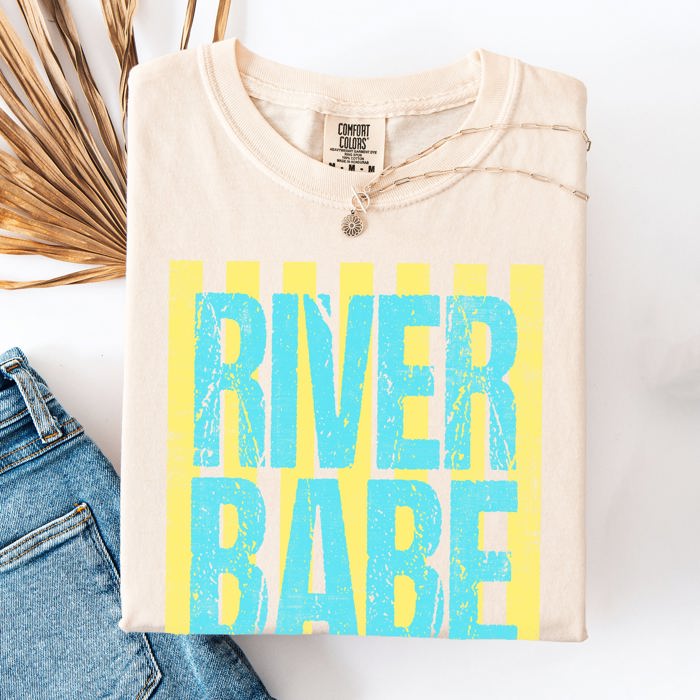 River Babe Beach Ready Vacation Sunshine Summer Fun Coastal Vibes Comfort Colors Tee
