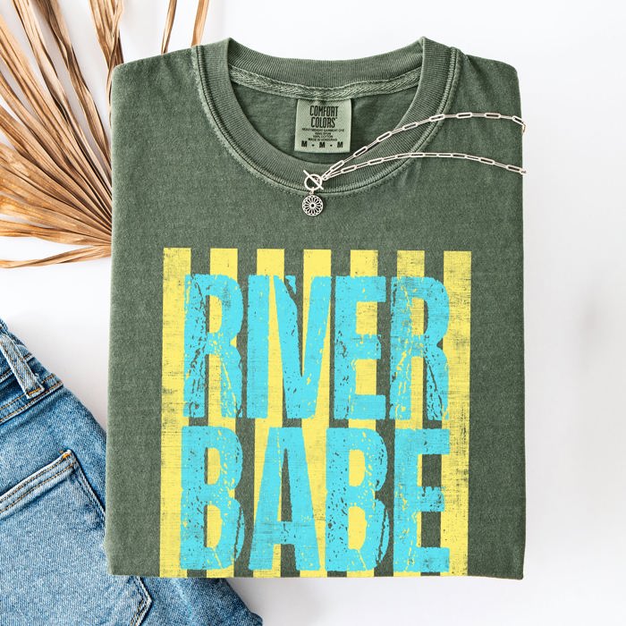 River Babe Beach Ready Vacation Sunshine Summer Fun Coastal Vibes Comfort Colors Tee