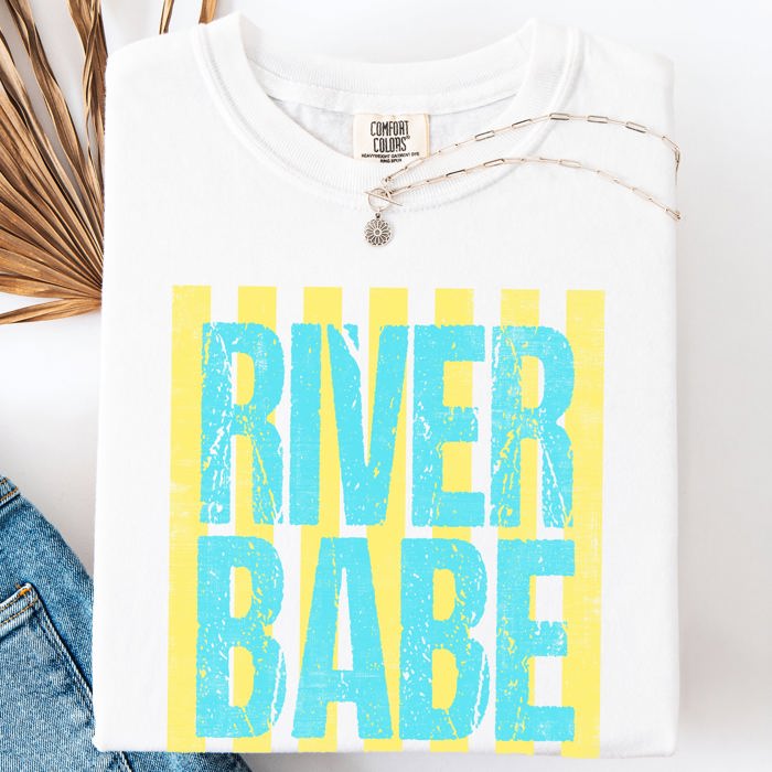 River Babe Beach Ready Vacation Sunshine Summer Fun Coastal Vibes Comfort Colors Tee