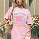 XL Blossom Light Pink Salty Hair, Sandy Boots, Cowboy Beach Ready Vacation Sunshine Summer Fun Comfort Colors Tee