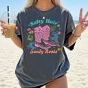 XL Pepper Dark Gray Salty Hair, Sandy Boots, Cowboy Beach Ready Vacation Sunshine Summer Fun Comfort Colors Tee