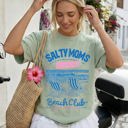 XL Bay Light Sage Salty Moms Beach Club Beach Ready Vacation Sunshine Summer Fun Comfort Colors Tee