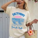 Large Ivory Cream Salty Moms Beach Club Beach Ready Vacation Sunshine Summer Fun Comfort Colors Tee