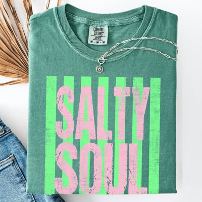 Salty Soul Beach Club Beach Ready Vacation Sunshine Summer Fun Comfort Colors Tee