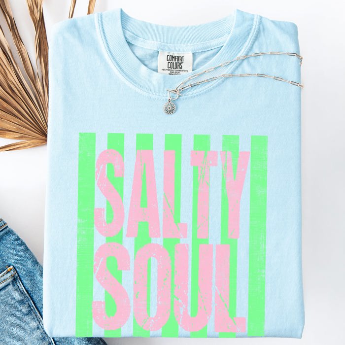 Salty Soul Beach Club Beach Ready Vacation Sunshine Summer Fun Comfort Colors Tee