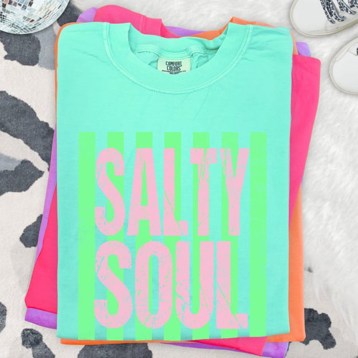 Salty Soul Beach Club Beach Ready Vacation Sunshine Summer Fun Comfort Colors Tee