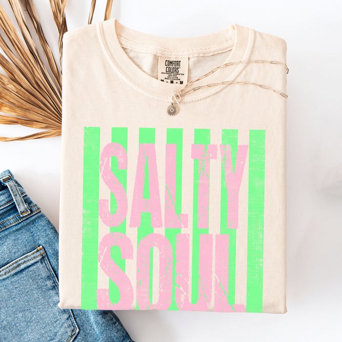 Salty Soul Beach Club Beach Ready Vacation Sunshine Summer Fun Comfort Colors Tee