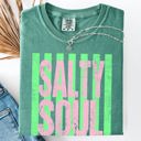 Small Light Green Salty Soul Beach Club Beach Ready Vacation Sunshine Summer Fun Comfort Colors Tee