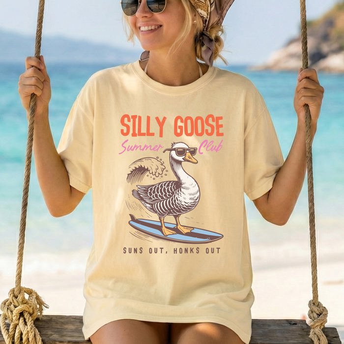 Silly Goose Summer Club Beach Ready Vacation Sunshine Summer Fun Comfort Colors Tee
