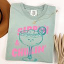Small Bay Light Sage Sippin Chillin Margarita Beach Ready Vacation Sunshine Summer Fun Comfort Colors Tee