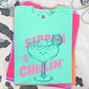 Medium Island Reef Green Sippin Chillin Margarita Beach Ready Vacation Sunshine Summer Fun Comfort Colors Tee