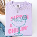 Large Orchid Light Purple Sippin Chillin Margarita Beach Ready Vacation Sunshine Summer Fun Comfort Colors Tee
