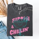 Medium Pepper Dark Gray Sippin Chillin Margarita Beach Ready Vacation Sunshine Summer Fun Comfort Colors Tee