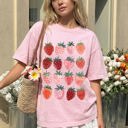 XXXL Blossom Light Pink Strawberries Summer Festival Beach Ready Sweet Fruit Celebration Comfort Colors Tee