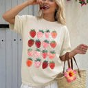 Large Ivory Cream Strawberries Summer Festival Beach Ready Sweet Fruit Celebration Comfort Colors Tee