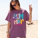  Summer Vibes Colorful Beach Ready Vacation Sunshine Summer Fun Comfort Colors Tee