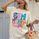  Summer Vibes Colorful Beach Ready Vacation Sunshine Summer Fun Comfort Colors Tee