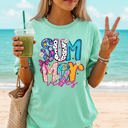 Large Island Reef Green Summer Vibes Colorful Beach Ready Vacation Sunshine Summer Fun Comfort Colors Tee