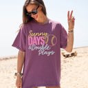  Sunny Days And Double Plays Baseball Mom Life Graphic Print Design Comfort Colors Tee