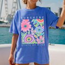  Sunshine State Of Mind Beach Vibes Flowers Colorful Summer Tropical Comfort Colors Tee