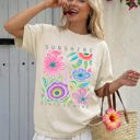 Medium Ivory Cream Sunshine State Of Mind Beach Vibes Flowers Colorful Summer Tropical Comfort Colors Tee