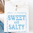 Large White Sweet And Salty Sassy Beach Ready Vacation Sunshine Summer Fun Comfort Colors Tee