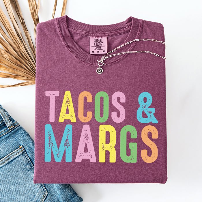 Tacos And Margs Margaritas Fun Party Beach Vibes Edition Graphic Comfort Colors Tee