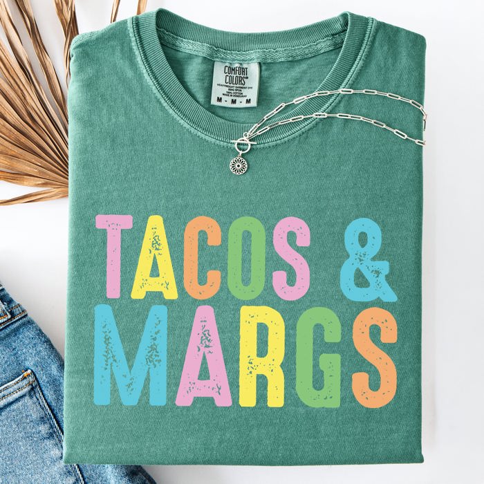Tacos And Margs Margaritas Fun Party Beach Vibes Edition Graphic Comfort Colors Tee