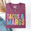 Large Berry Red Tacos And Margs Margaritas Fun Party Beach Vibes Edition Graphic Comfort Colors Tee