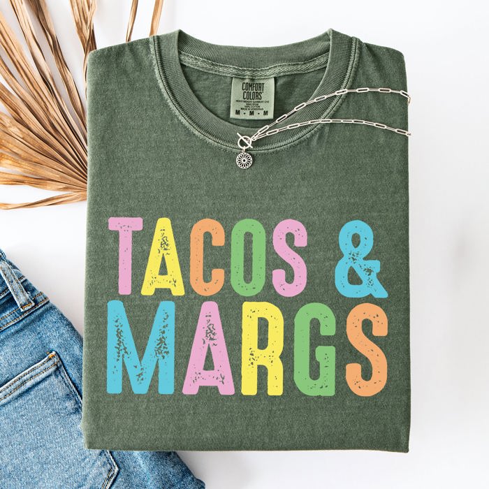 Tacos And Margs Margaritas Fun Party Beach Vibes Edition Graphic Comfort Colors Tee