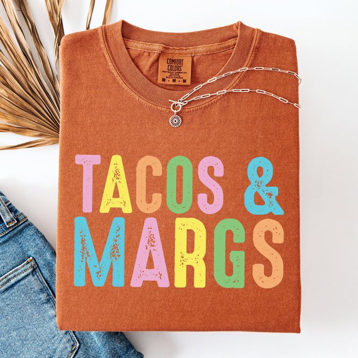 Tacos And Margs Margaritas Fun Party Beach Vibes Edition Graphic Comfort Colors Tee