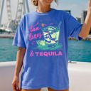 Small Flo Blue Tan Lines And Tequila Margarita Beach Ready Vacation Sunshine Summer Fun Comfort Colors Tee
