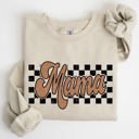 Large Sand Mama Retro Checkered Soft Fleece Inside Vintage Style Everyday Comfort Sweatshirt