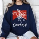 Medium Navy Cowboy Killer Skeleton Horse Cowgirl Western Graphic Limited Edition Premium Sweatshirt