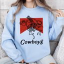Medium Light Blue Cowboy Killer Skeleton Horse Cowgirl Western Graphic Limited Edition Premium Sweatshirt