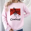 Large Light Pink Cowboy Killer Skeleton Horse Cowgirl Western Graphic Limited Edition Premium Sweatshirt