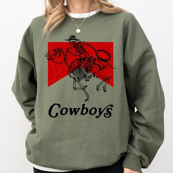 Cowboy Killer Skeleton Horse Cowgirl Western Graphic Limited Edition Premium Sweatshirt