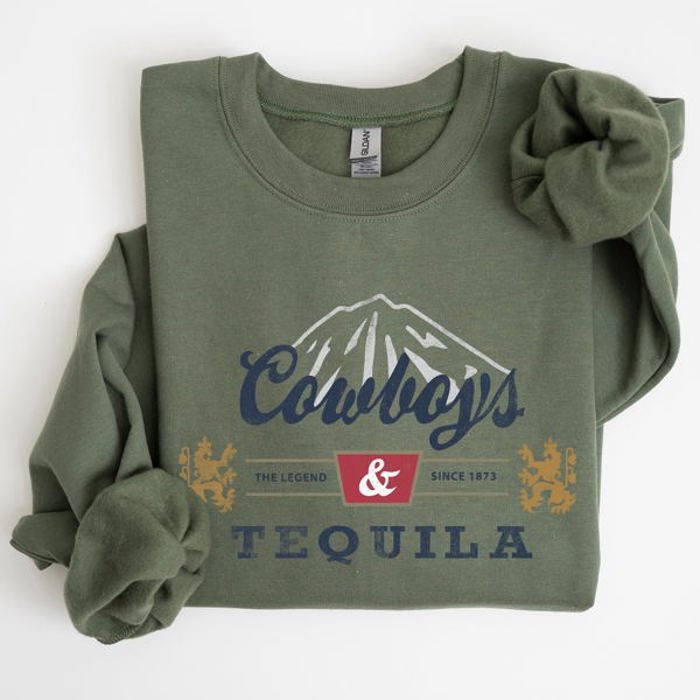 Cowboys And Tequila Retro Beer Vintage Cowboy Wild West Cozy Graphic Vintage Edition Sweatshirt