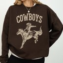 Medium Dark Chocolate Brown Rugged Cowboys Bronco Rider Western Horse Graphic Vintage Heritage Edition Sweatshirt