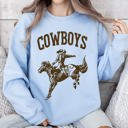 Medium Light Blue Rugged Cowboys Bronco Rider Western Horse Graphic Vintage Heritage Edition Sweatshirt