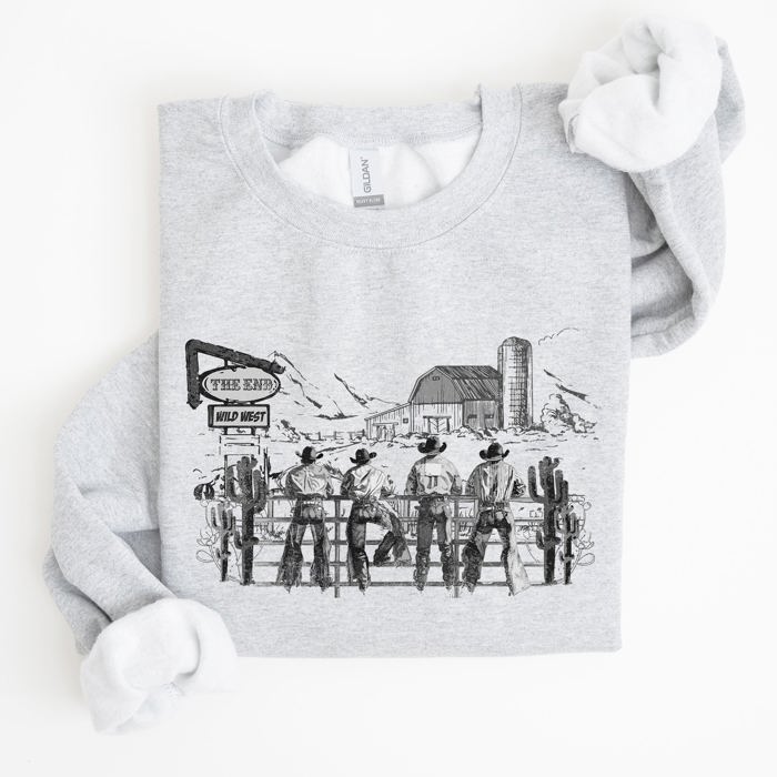 Cowboys Ranch Cowgirls Western Country Lifestyle Scene Artwork Graphic Sweatshirt
