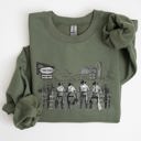 Large Military Green Cowboys Ranch Cowgirls Western Country Lifestyle Scene Artwork Graphic Sweatshirt