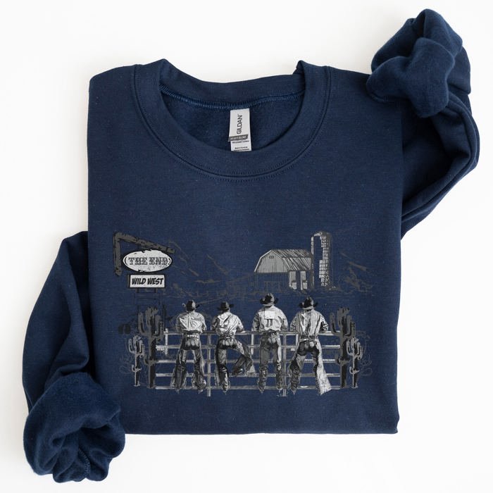 Cowboys Ranch Cowgirls Western Country Lifestyle Scene Artwork Graphic Sweatshirt
